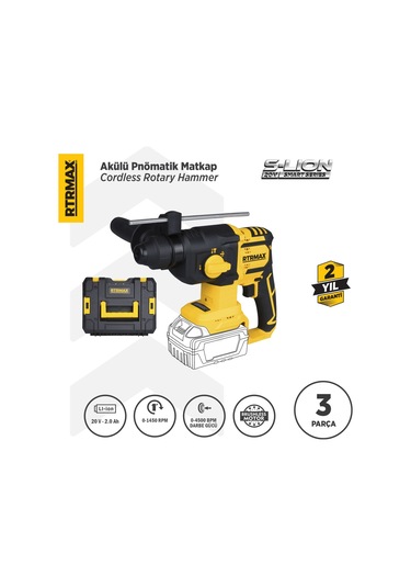 Rtrmax RTS5040B Şarjlı Sds Plus Kırıcı ve Delici Kömürsüz 1.8Jul 26mm - Akü Hariç