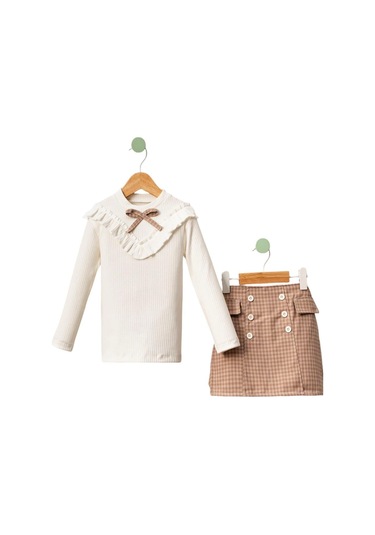 Celira Gül Kurusu Fırfırlı Çocuk Kız Takım 6y,7y,8y,9y Gül Kurusu