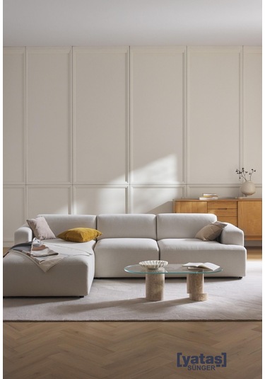 Most Mollista 3 Modül Sol Köşe Koltuk 01 Kırık Beyaz Keten Kumaş