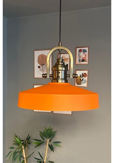 Açe Turuncu Tekli Delikli Eskitme Başlık Avize Retro Sarkıt Ofis Showroom Salon Mutfak Avizeleri Turuncu