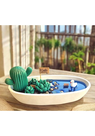 Göletli Kaktüs Mum Tabağı