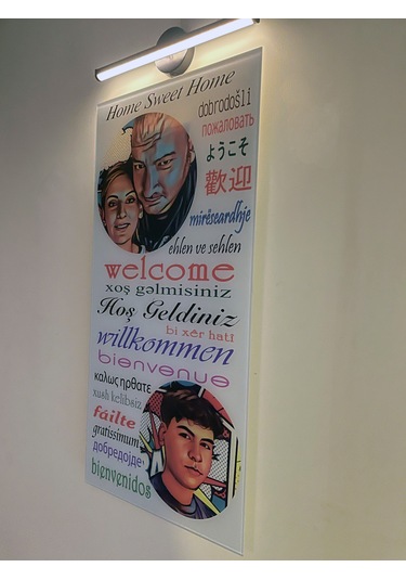 Kişiye Özel Kırılmaz Cam Baskı Hoşgeldiniz Karşılama Yazısı+ışık