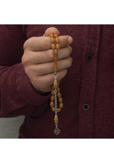 Gümüş Püskül Arpa Sıkma Kehribar Tesbih