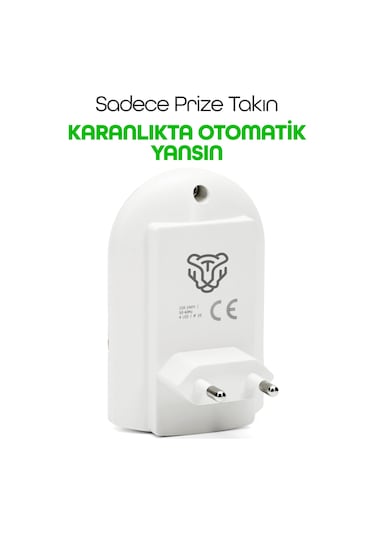 Otomatik Gece Lambası Işığa Duyarlı Ldr Sensörlü Fotoselli Karanlık Sensörlü Işık Renkli 8884 Beyaz