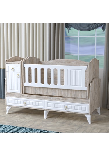 Garaj Home Sude Membran Country Asansörlü Beşik Yatak Uyku Seti Beyaz