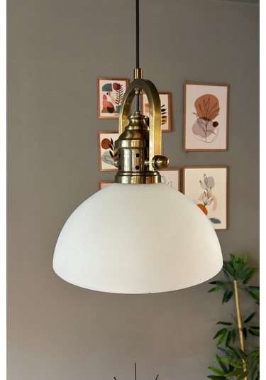 Perry Cam Beyaz Tekli Avize Delikli Eskitme Başlık Retro Sarkıt Lamba Restoran Salon Aydınlatma Beyaz