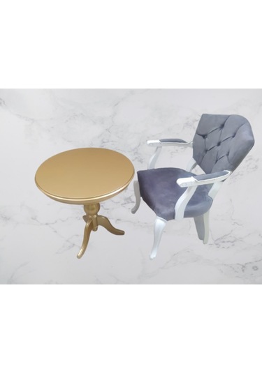 Bengimobilya Fiskos-Berjer Sandalye Kelebek Model Parlak Beyaz-Ceviz Babyface (495734459) Altın