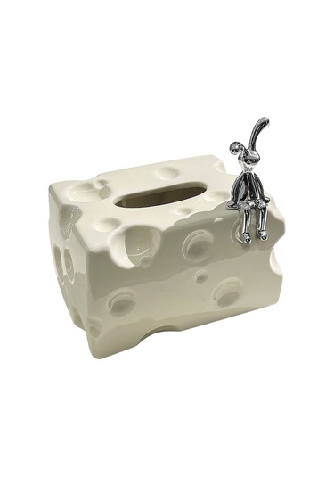 Geeroyoo Krema Beyaz Seramik Mendil Kutusu - Büyük Kapasiteli, Modern Tasarım, Oturma Odası/çay Masası Dekorasyonu