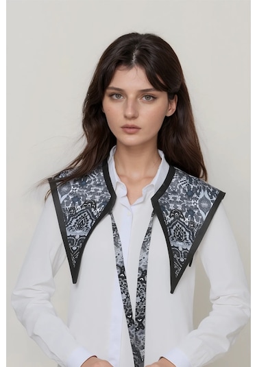 Walkenzo Bohem Stil Etnik Desenli Kadın Omuz Şalı Siyah