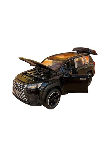 1:32 Ölçek Metal Model Araba Lx600 Lüks Suv Jip - Işıklı Sesli Çek Bırak - Siyah