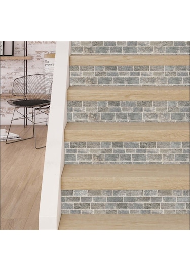 Merdiven Sticker Folyo Kaplama  5 Adet (18Cm X 120Cm) Taş Desen