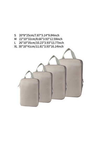 Trendooze 4 Adet Sıkıştırma Saklama Torbaları, Seyahat İçin Bej Renkli, Hızlı Bırakma Bej