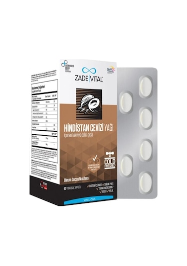 Zade Vital Hindistan Cevizi Yağı 1000 Mg 60 Kapsül