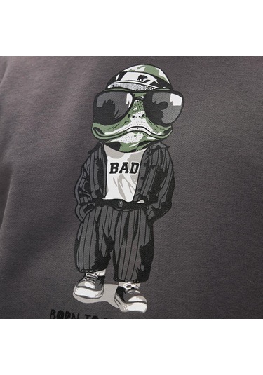 Bad Bear Gator Erkek Siyah Yuvarlak Yaka Sweatshirt Siyah