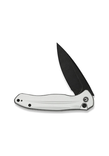 Civivi Button Lock Kitefin Silver Aluminum Handle Black Stonewashed 14c28n Blade Kamp Çakı Gümüş