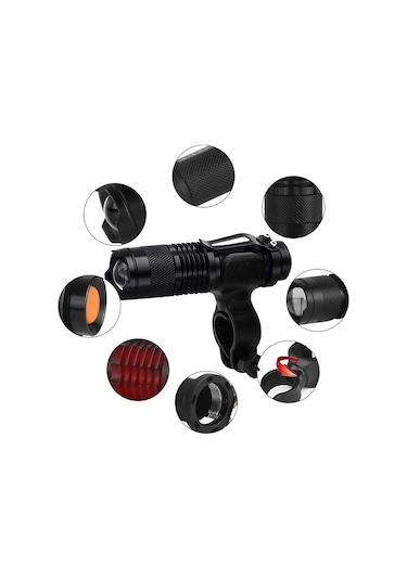 Exeo Led Bisiklet Ön Işığı 3 Modlu Far Işık Su Geçirmez Mini Siyah