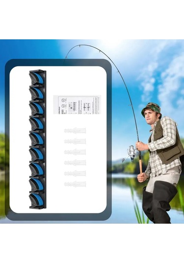 Ximistore9 Duvarlı Olta Tutucu, Ev/depo İçin Çok Amaçlı Olta Saklama Ve Gösterim Aracı, Sağlam Montajlı Olta Stantı