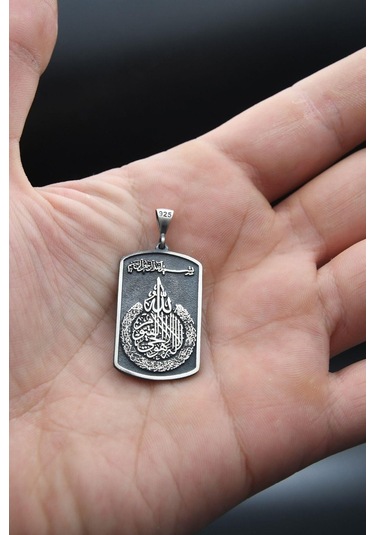 Kolye Ucu 925 Ayar Gümüş Ayetel Kürsi Yazlı