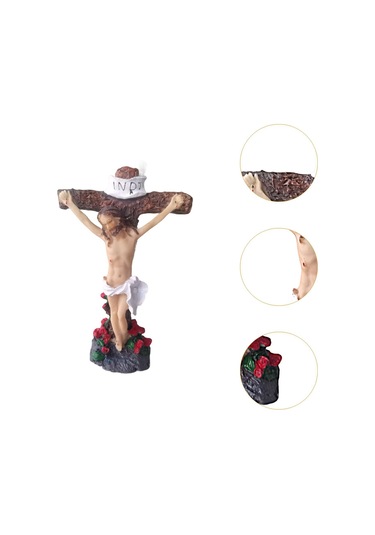 Suntek İsa Haç Heykeli Dua Eden Dini Heykel Ofis Otel Için 10.5cmx6cmx19.5cm