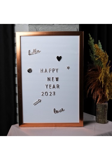 Büyük Boy Rose Gold Yazı Panosu Mesaj Tahtası; 2 Adet Harf Seti H