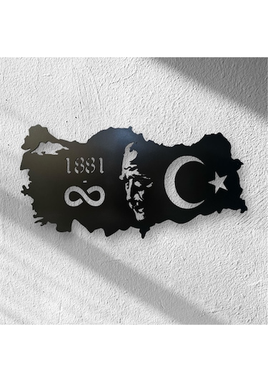 Dgrk Atatürk Ve Türkiye Haritası Tasarım Tablo Ahşap 110 X 70 Cm