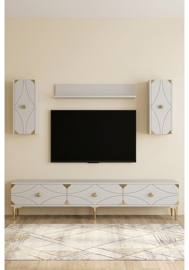Tvr1897bg Alfa Tv Ünitesi Takımı Beyaz-gold 180cm