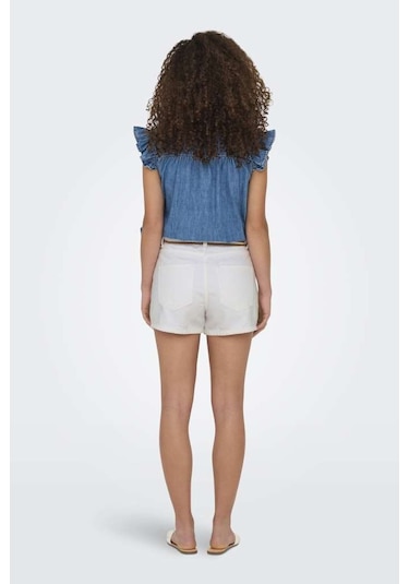 Only Onlkelly % 100 Pamuk Regular Fit Yüksek Bel Kot Short Bayan Short 15221469 Ekru