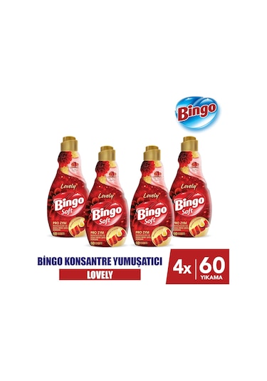Bingo Soft Konsantre Çamaşır Yumuşatıcısı Lovely 4 x 1440 ML