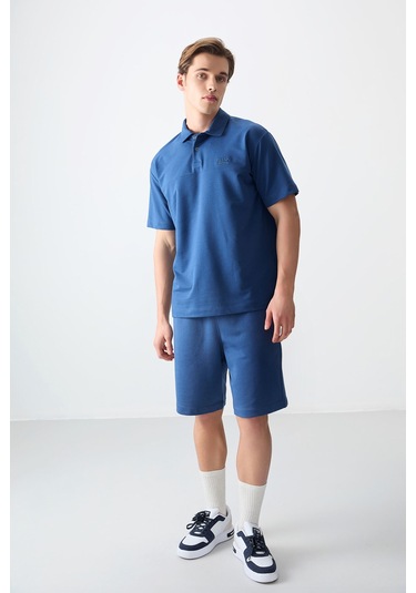 Tommy Life Parlament Pamuklu Kalın Yumuşak Dokulu Polo Yaka Oversize Fit Basic Erkek T- Shirt - 88382 Parlament