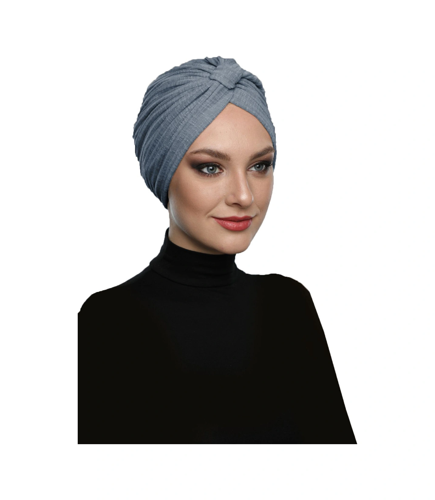 Pamuklu Bantlı Çapraz Astarlı Koyu Gri Hazır Türban Tesettür Havuz Bonesi Koyu Gri