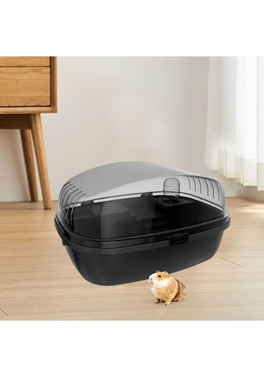 Şeffaf Üstlü Ve Kolay Erişimli Lüks Hamster Evi - Siyah