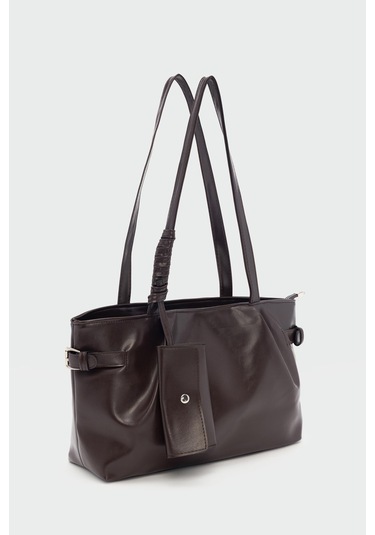 Bybo Vintage Omuz Çantası Kahve Kahverengi - Siyah - Bej