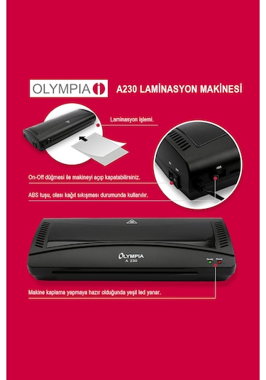 Olympia A230 A4 Pvc Laminasyon Makinesi + 40 PVC Filmi