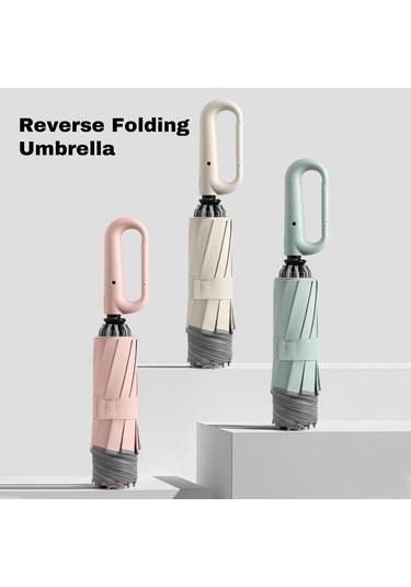 Moveevo Otomatik Açık-kapat Çift Kullanimlı Şemsiye, 10 Fiber Iskeleli Rüzgar Dayanıklı, Ters Katlanabilir Tasarım, 280t Dokuma, Soğuk Yeşil