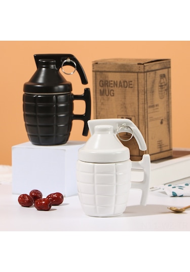 Wezone Kreatif El Bombası Desenli Seramik Kupa, Kapaklı 301-400ml Kahve/çay Bardağı, Özel Hediyelik怪诞 Mug Diğer