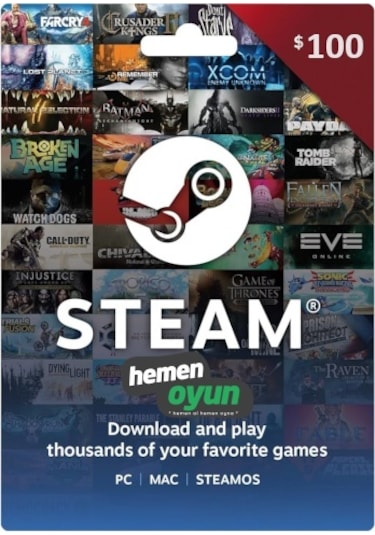 Hemenoyun Steam Gift Card 100 Usd Dolar Cüzdan Kodu