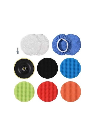 Pazly 11 Parça 5 Araba Cila Pedi Set, Köpüklü Sünger, Yün Kapak, Renkli, Kullanışlı Temizlik Kit
