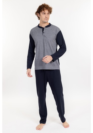 Erkek 1004 Jakarlı Süprem Pijama Takımı Füme Füme