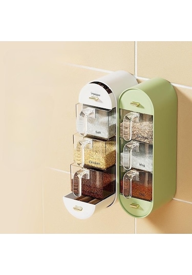 Pazly Laçivert Baharat Kutusu, Ev Mutfak Depolama, Tuz/msg & Baharat Kombinasyonu, Duvar Asılı, Yumruksuz, 3 Katmanlı, Plastik, Hafif Lüks Stilde, Lacivert Renkte Lacivert