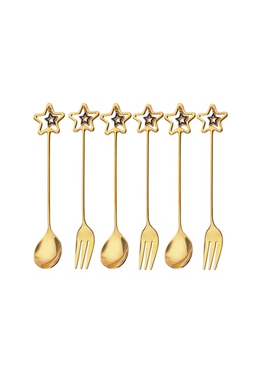 Suntek Magideal 6x Paslanmaz Çelik Kaşık Çatal Yılbaşı Yıldız