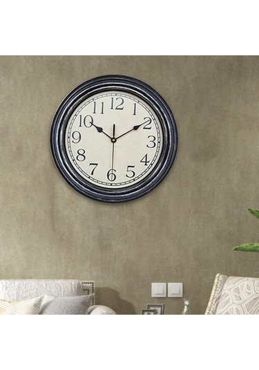 Homyl Antika Tarzı Yuvarlak Duvar Saati Banyo Yurt Dekorları 12 Antika Sarısı