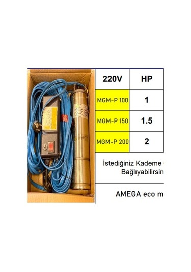 Mgm-p 100 1 Hp 220v 25 Mt. Kablolu & Panolu Bronz Yağ Çemberli Dalgıç Pompa Motoru