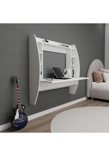 Arnetti Buğlem Duvara Monte Çalışma Bilgisayar Masası Beyaz