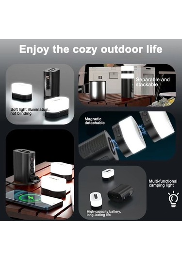 Ebitda Manyetik 2'li Kamp Işığı + Acil Şarj Gerçek Zamanlı Ekran Beyaz Beyaz