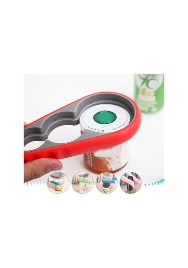 Moveevo Kırmızı Ev Kullanıma Mükemmel Dört İşlevli Açıcı - Sise, Kutu, Kapak Ve Vidalama Aracı - Dayanıklı Malzeme Kırmızı