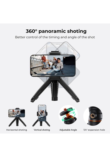 Kangvka Alüminyum Tripod Selfie Stick, Telefon Ve Kamera Uyumlu, Bluetooth Kumanda, Telefon Tutucu, 1/4 Vida Bağlantısı, Siyah Kf09.128v1