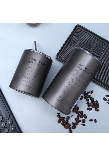 Mufunye 600ml Gri 304 Paslanmaz Çelik Termos Bardak, İki Yollu İçim, Sürekli Soğuk/sıcak Tutar, Taşınabilir, Outdoor Kafe Ve Spor İçin