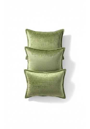 Kırlent İthal Kadife Kumaş 3'lü Set - Yumuşak Dokulu Dekoratif Özel Tasarım Kırlent Kılıfı - S10 Yeşil