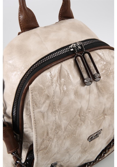 Ççs 17635 Kadın Omuz Ve Sırt Çantası Kırık Beyaz