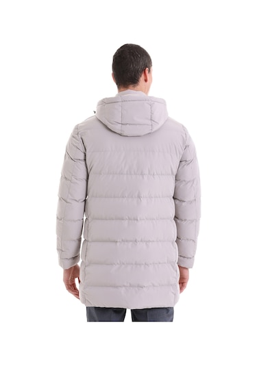 Hatemoğlu Taş Slim Fit Hakim Yaka Kapüşonlu Kaban Taş